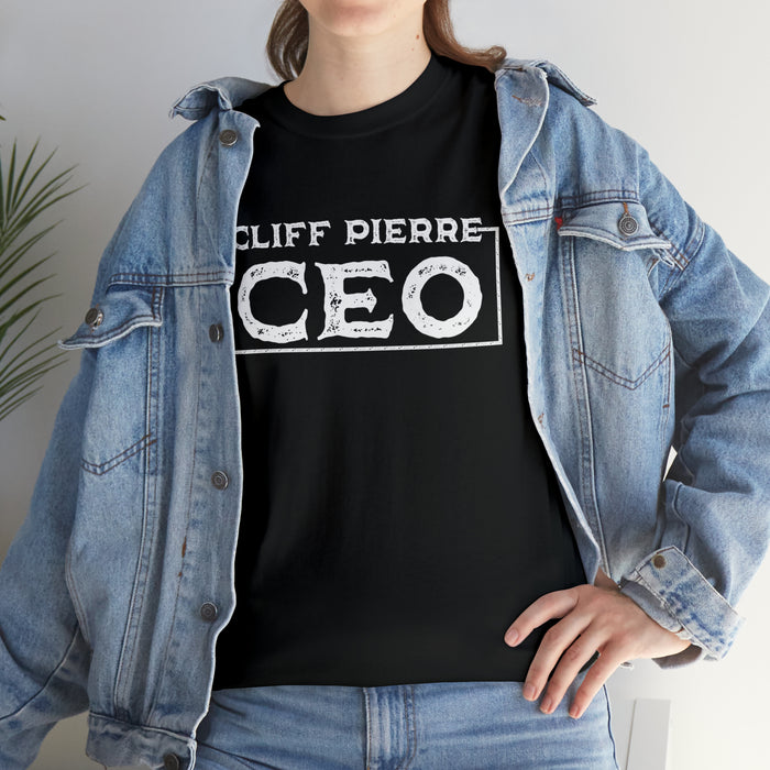 White Text Cliff Pierre CEO T-Shirt