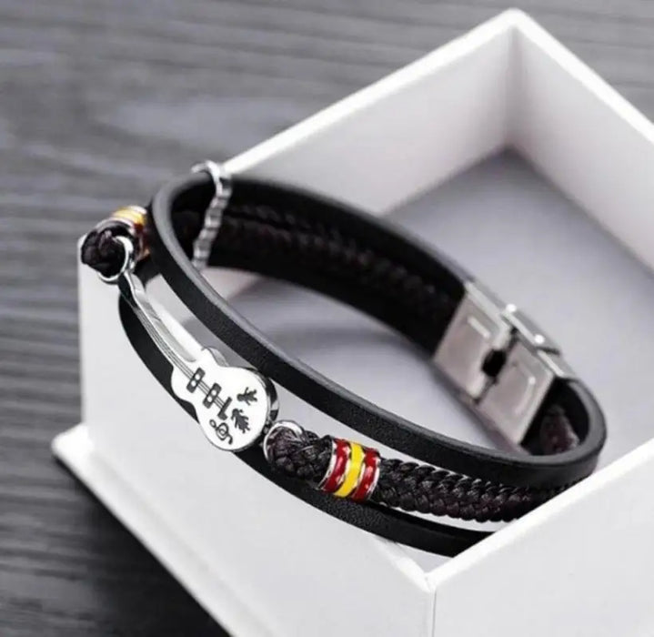 Men's Leather Braided Guitar Bracelet🎸