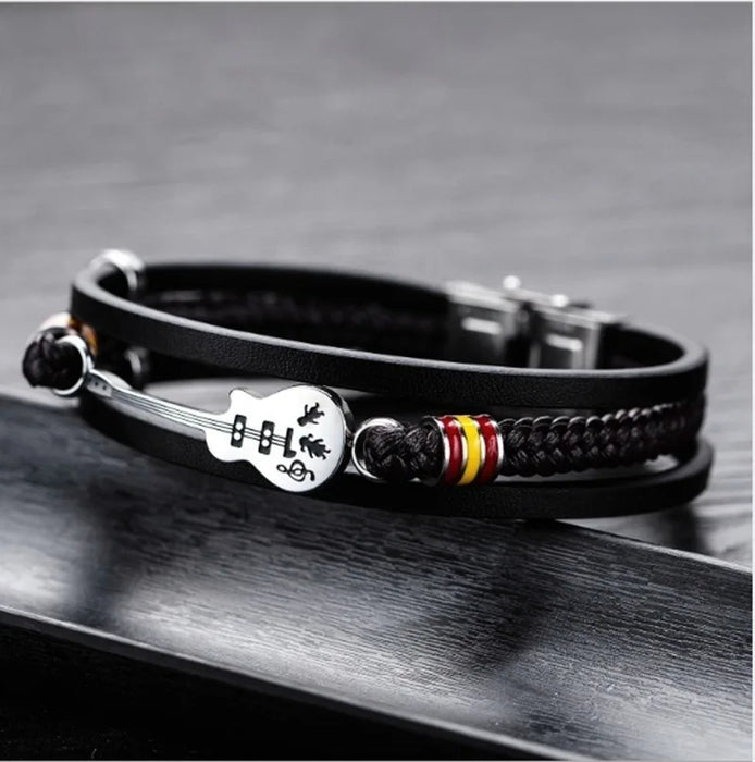 Men's Leather Braided Guitar Bracelet🎸