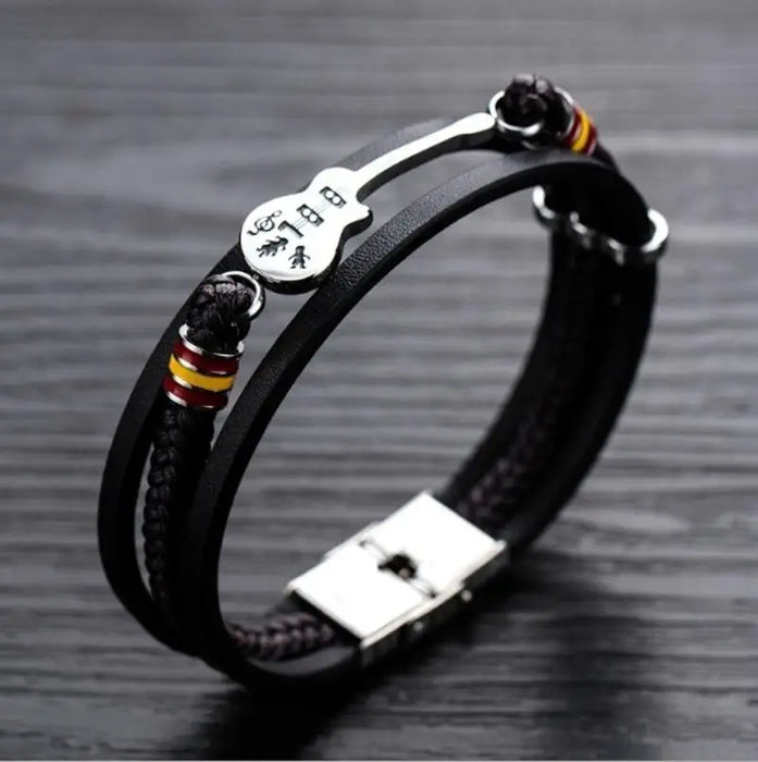 Men's Leather Braided Guitar Bracelet🎸